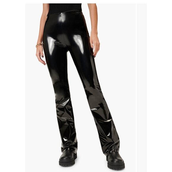 Good American Pull On Vinyl Flare Pants 4 NWT - Picture 2 of 9
